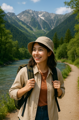 自然の中のハイキング