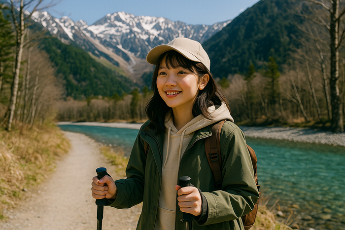 自然の中のハイキング